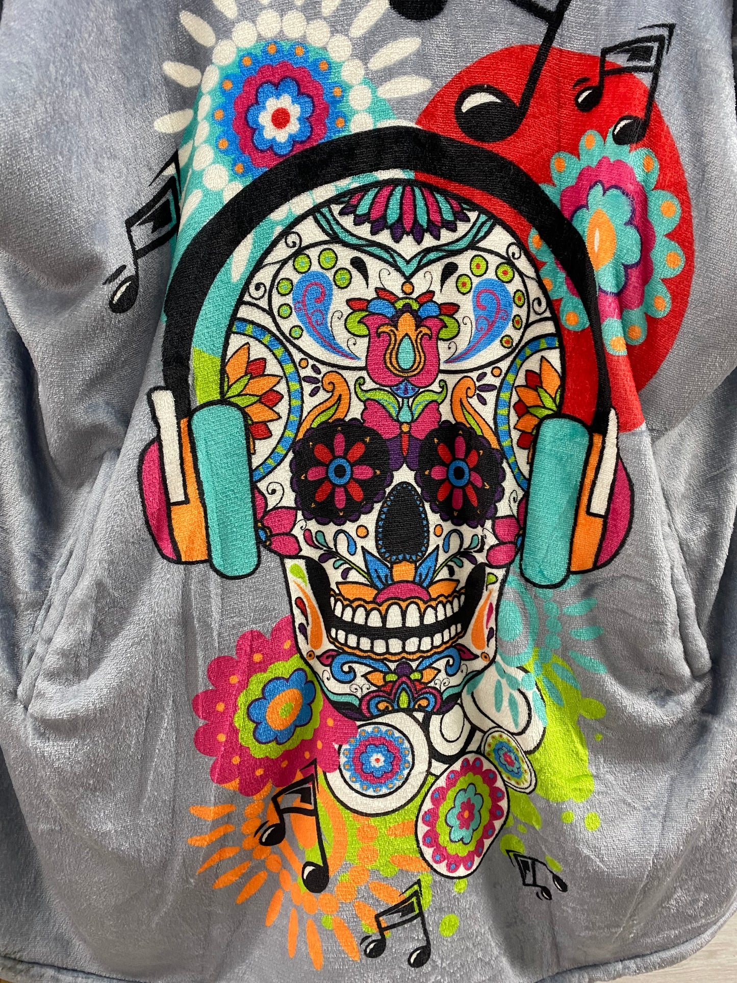 Adult Candy Skull Hoodie Blanket