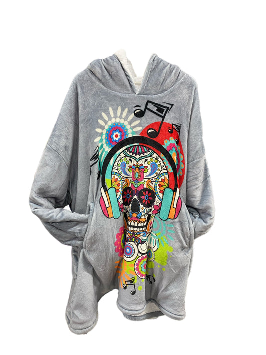 Adult Candy Skull Hoodie Blanket