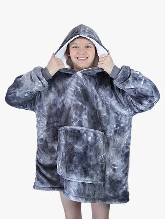 Adult/Youth Tie Dye Grey Hoodie Blanket & Socks