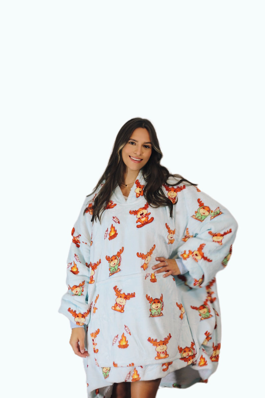 Adult Rain Deer Hoodie Blanket