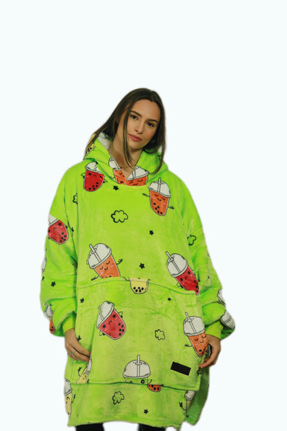 Adult/Youth Bubble Tea Hoodie Blanket