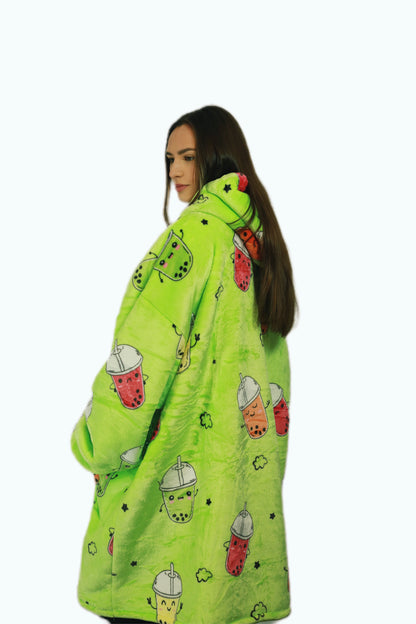 Adult/Youth Bubble Tea Hoodie Blanket