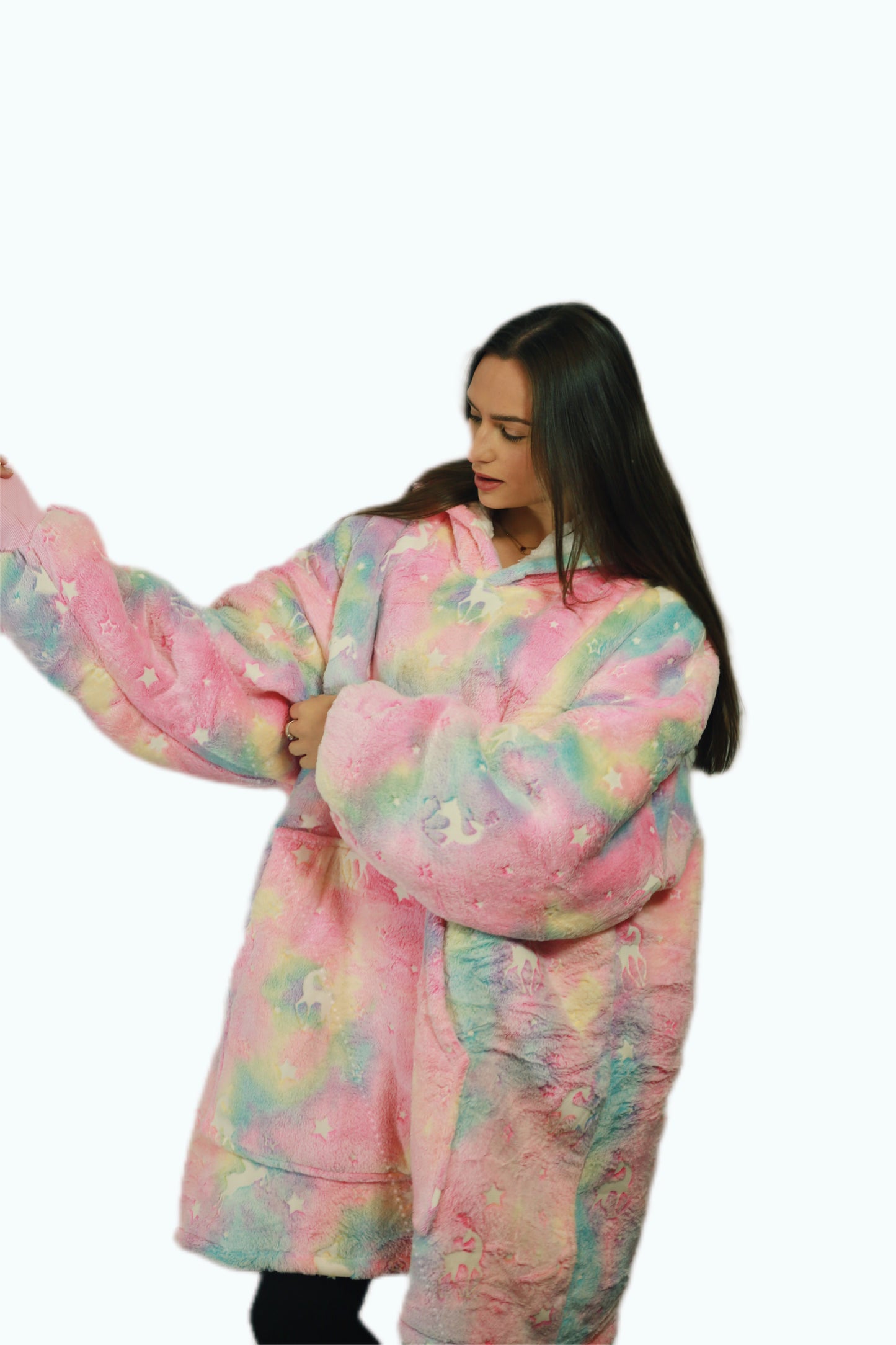 Adult/Youth Luminous Unicorn Hoodie Blanket & Socks