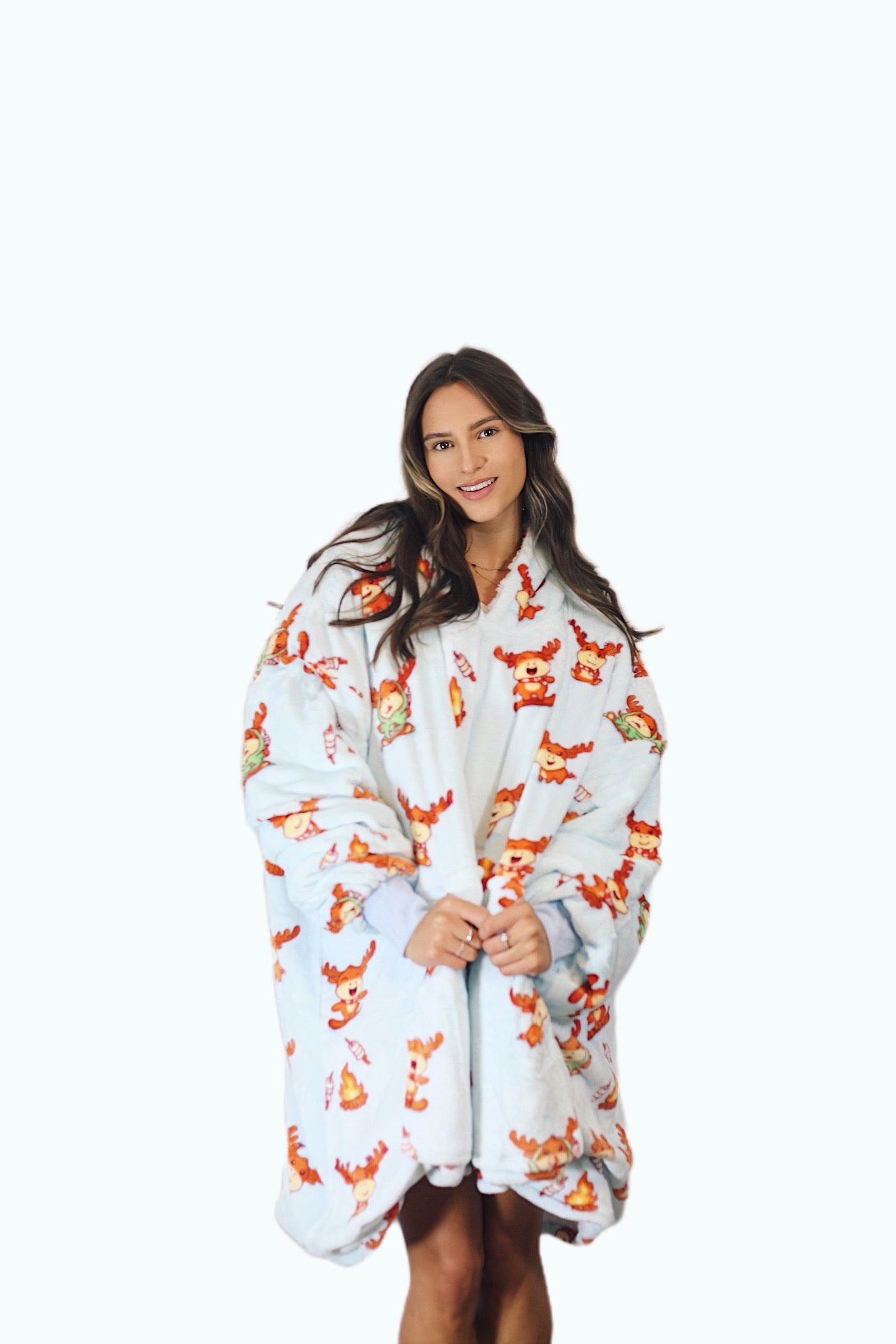 Adult Rain Deer Hoodie Blanket