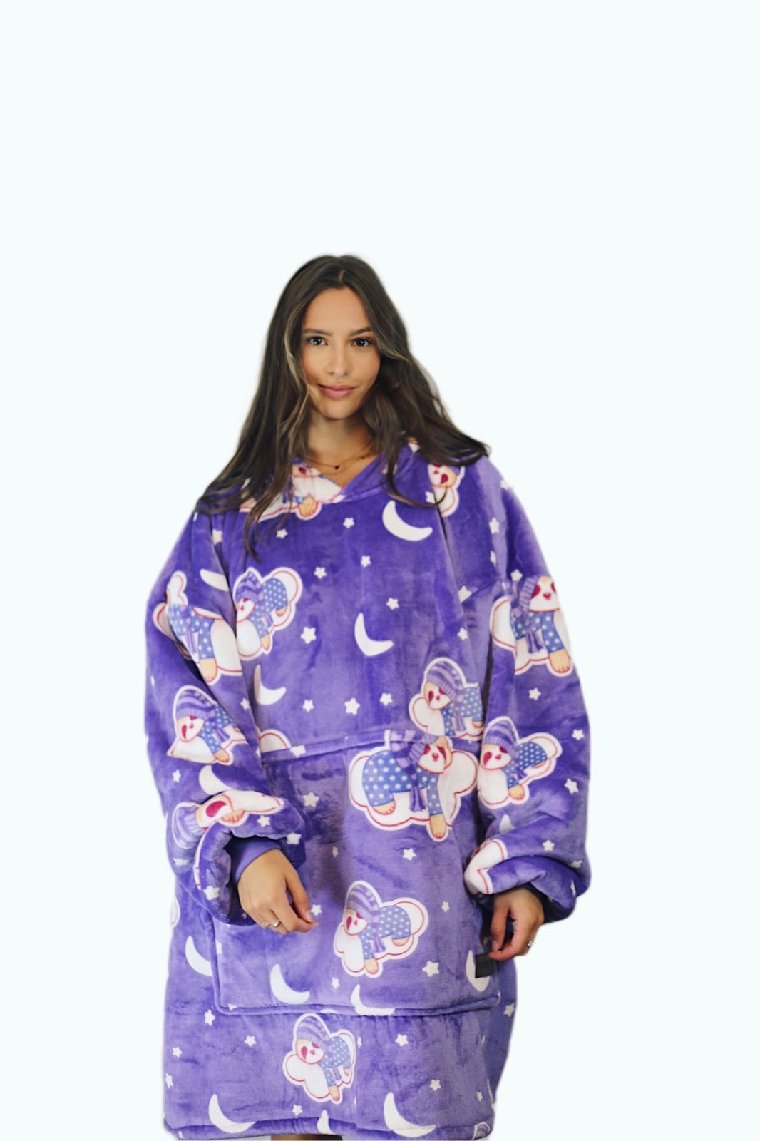 Adult/Youth Luminous Sleeping Sloth Hoodie Blanket & Socks