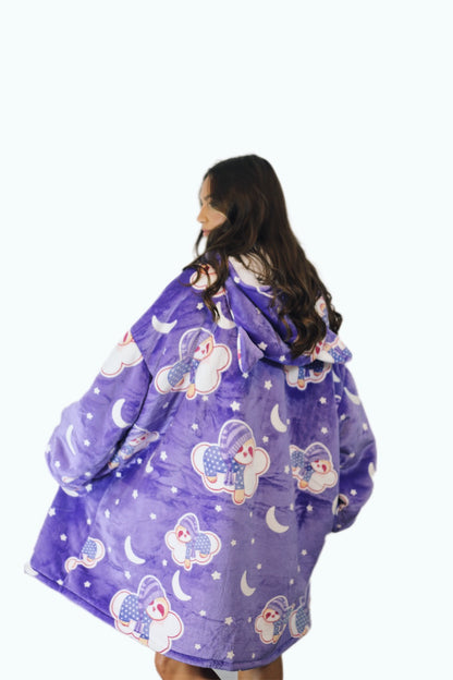 Adult/Youth Luminous Sleeping Sloth Hoodie Blanket & Socks