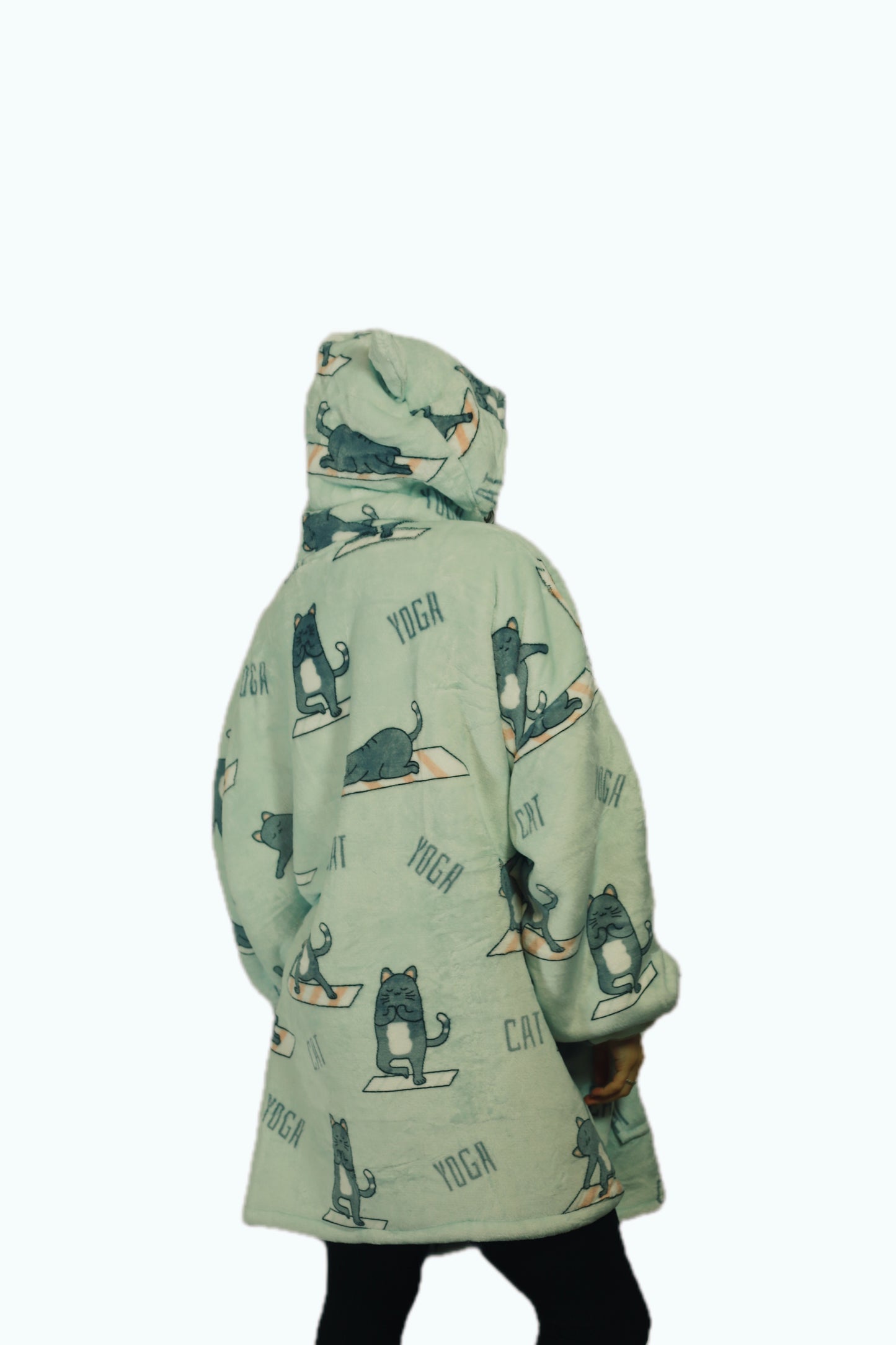 Adult/Youth Yoga Cat Hoodie Blanket & Socks