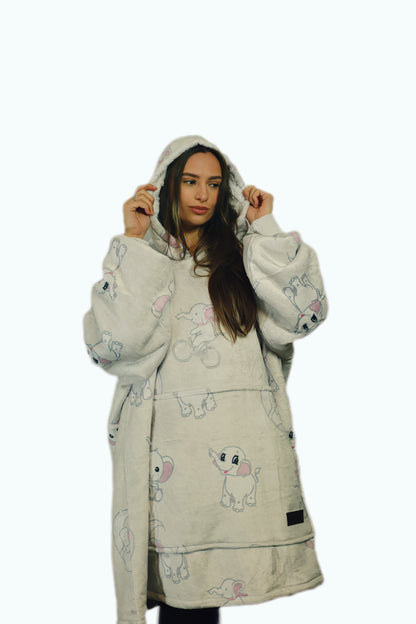 Adult/Youth Elephant Hoodie Blanket & Socks