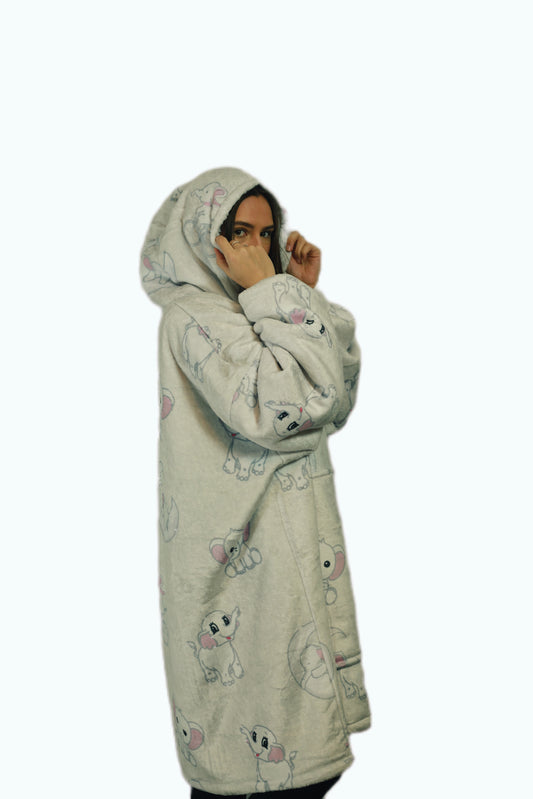 Adult/Youth Elephant Hoodie Blanket & Socks