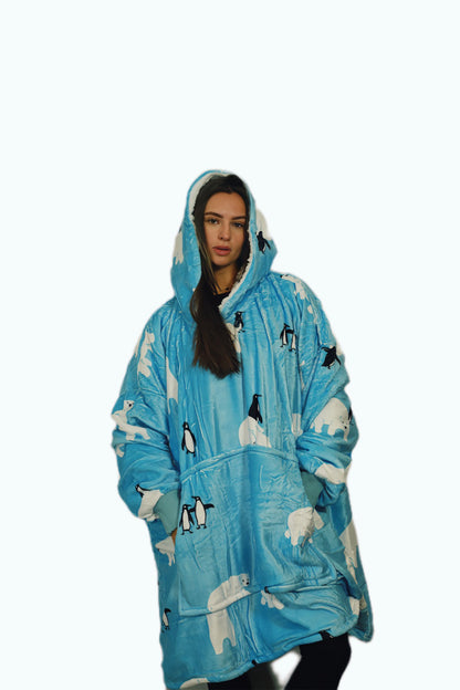 Adult Polar Bear Hoodie Blanket