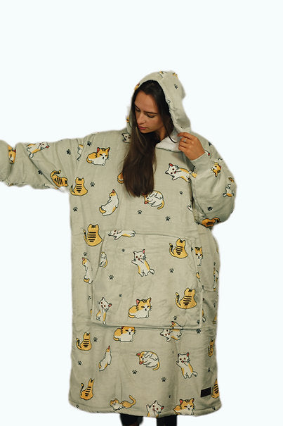 Adult Kitty Hoodie Blanket