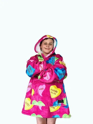 Adult Youth Love Heart Hoodie Blanket & Socks