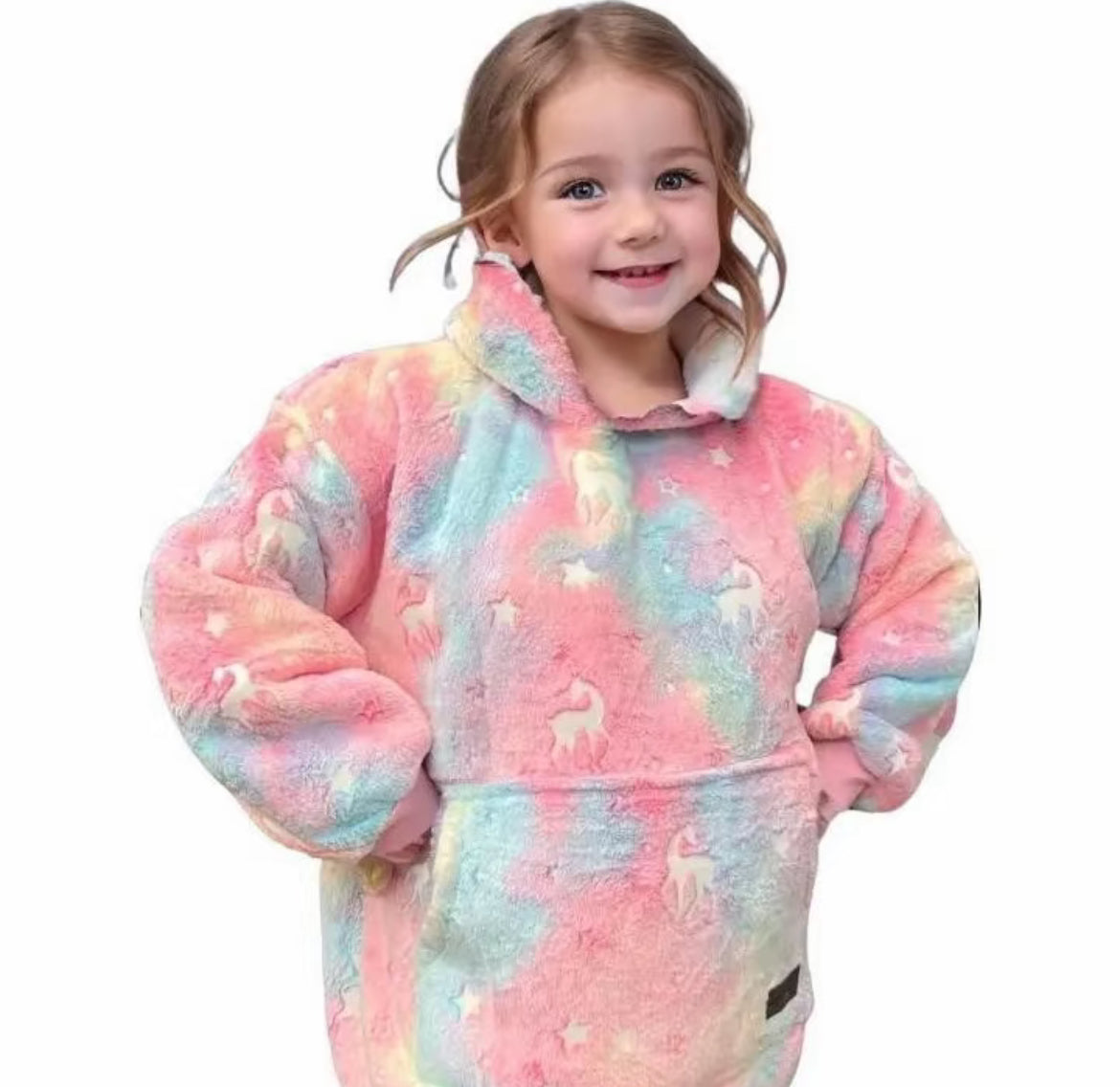 Adult/Youth Luminous Unicorn Hoodie Blanket & Socks