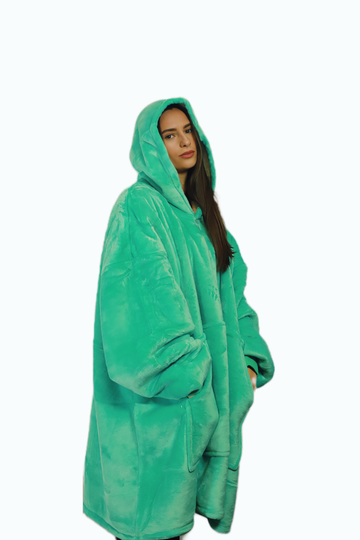 Adult/Youth Mint Green Hoodie Blanket & Socks