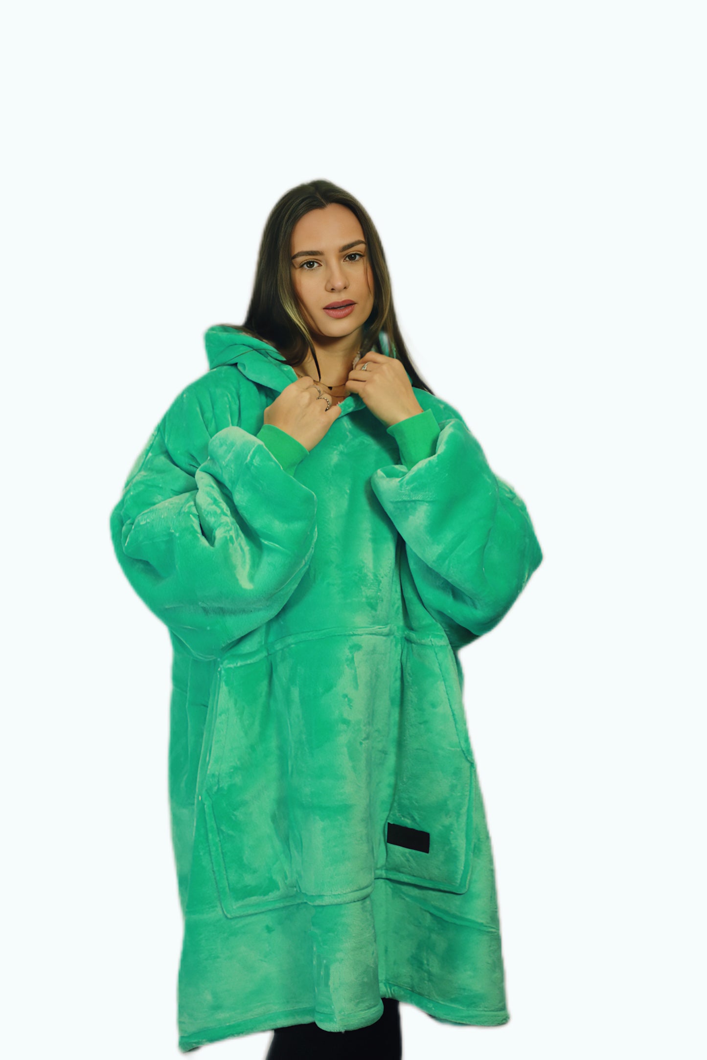 Adult/Youth Mint Green Hoodie Blanket & Socks