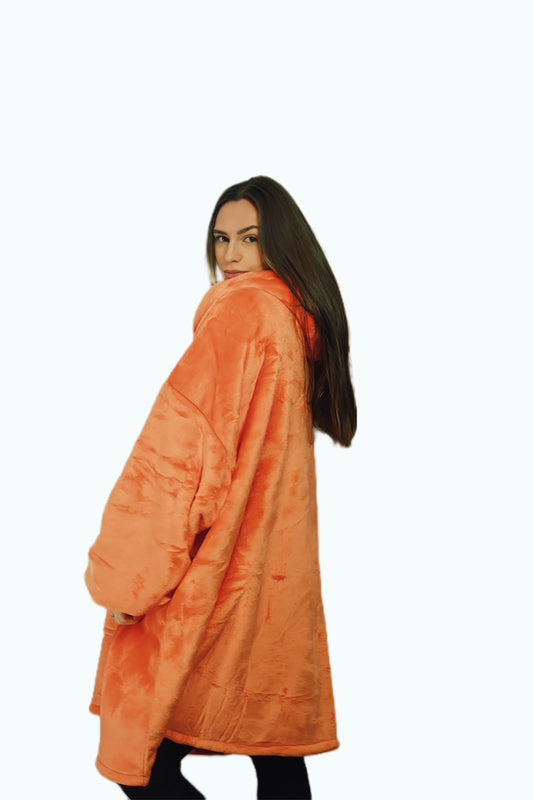 Adult Orange Hoodie Blanket