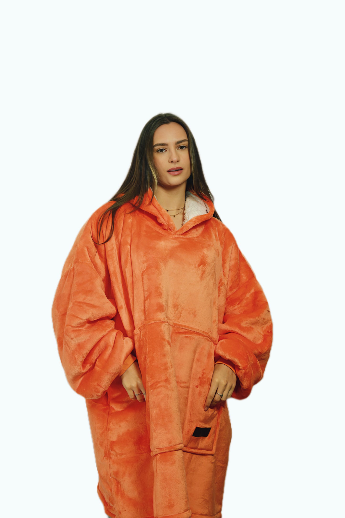 Adult Orange Hoodie Blanket