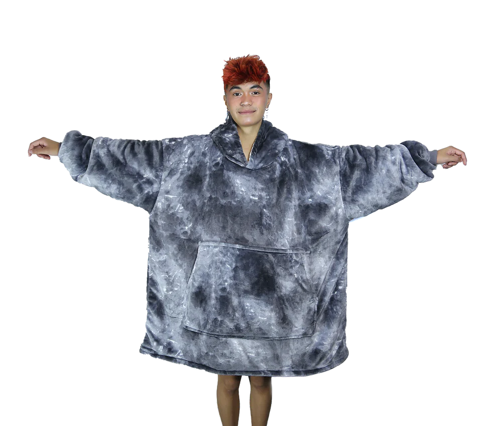 Adult/Youth Tie Dye Grey Hoodie Blanket & Socks