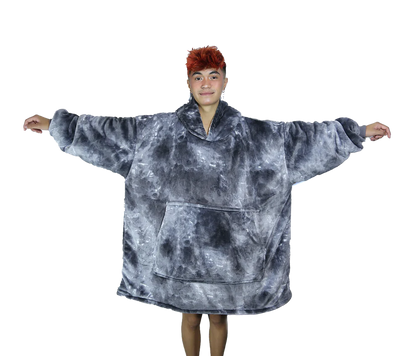 Adult/Youth Tie Dye Grey Hoodie Blanket & Socks